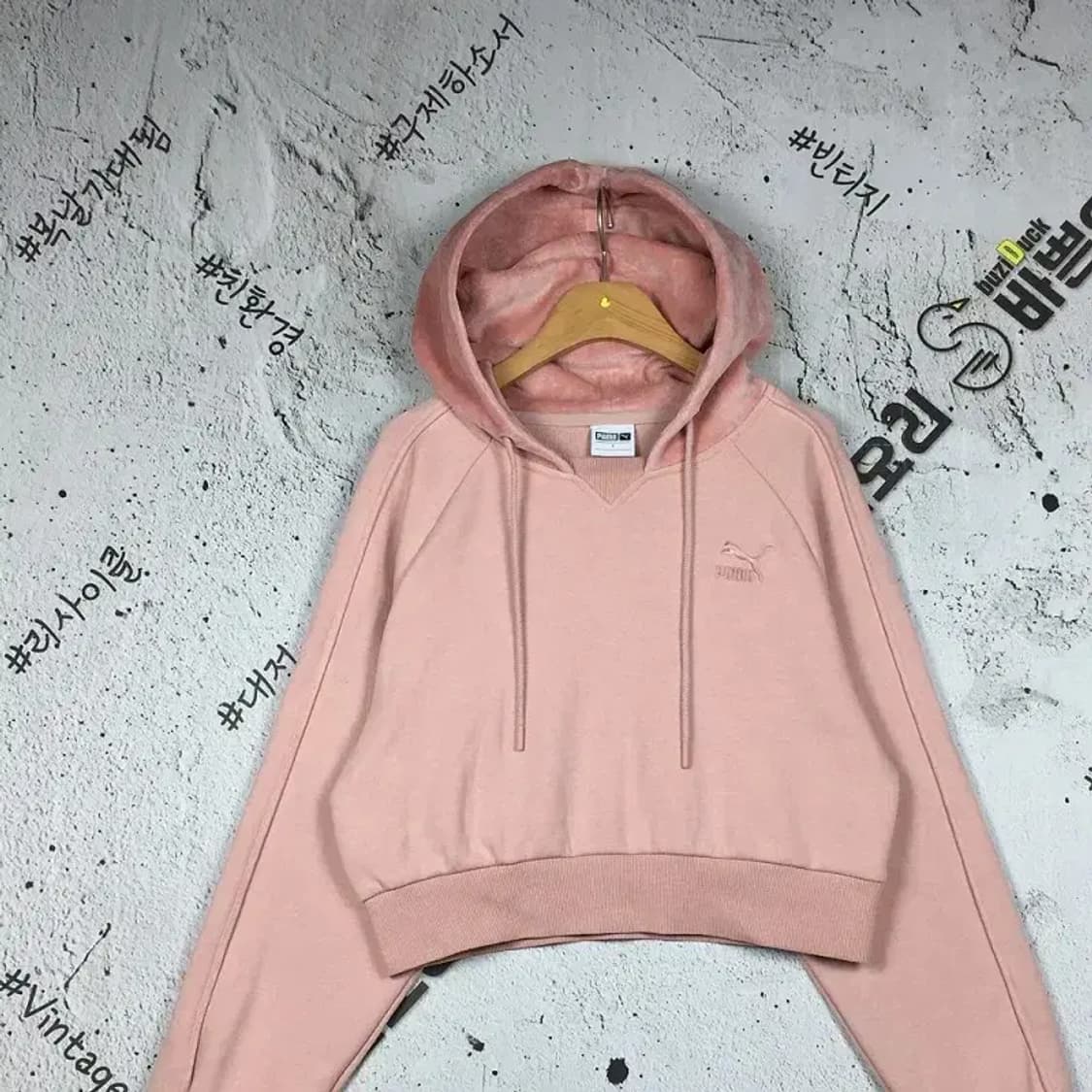 퓨마 여성 크롭 벨벳 후드티 라이트 핑크 S 2300238 상품이미지4