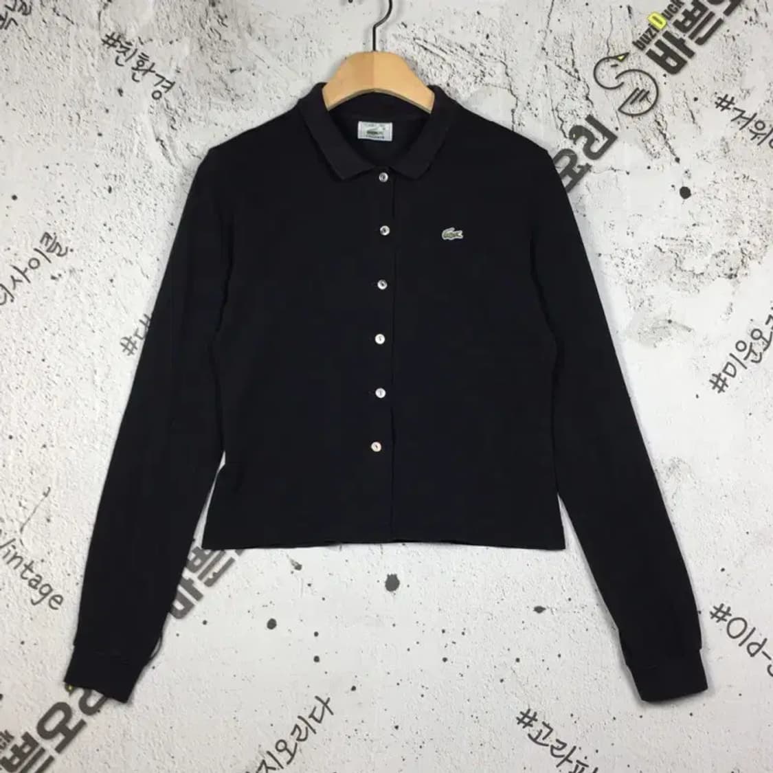 라코스테 클래식 여성 풀버튼 가디건 긴팔 티 블랙 100 2100164 상품이미지1
