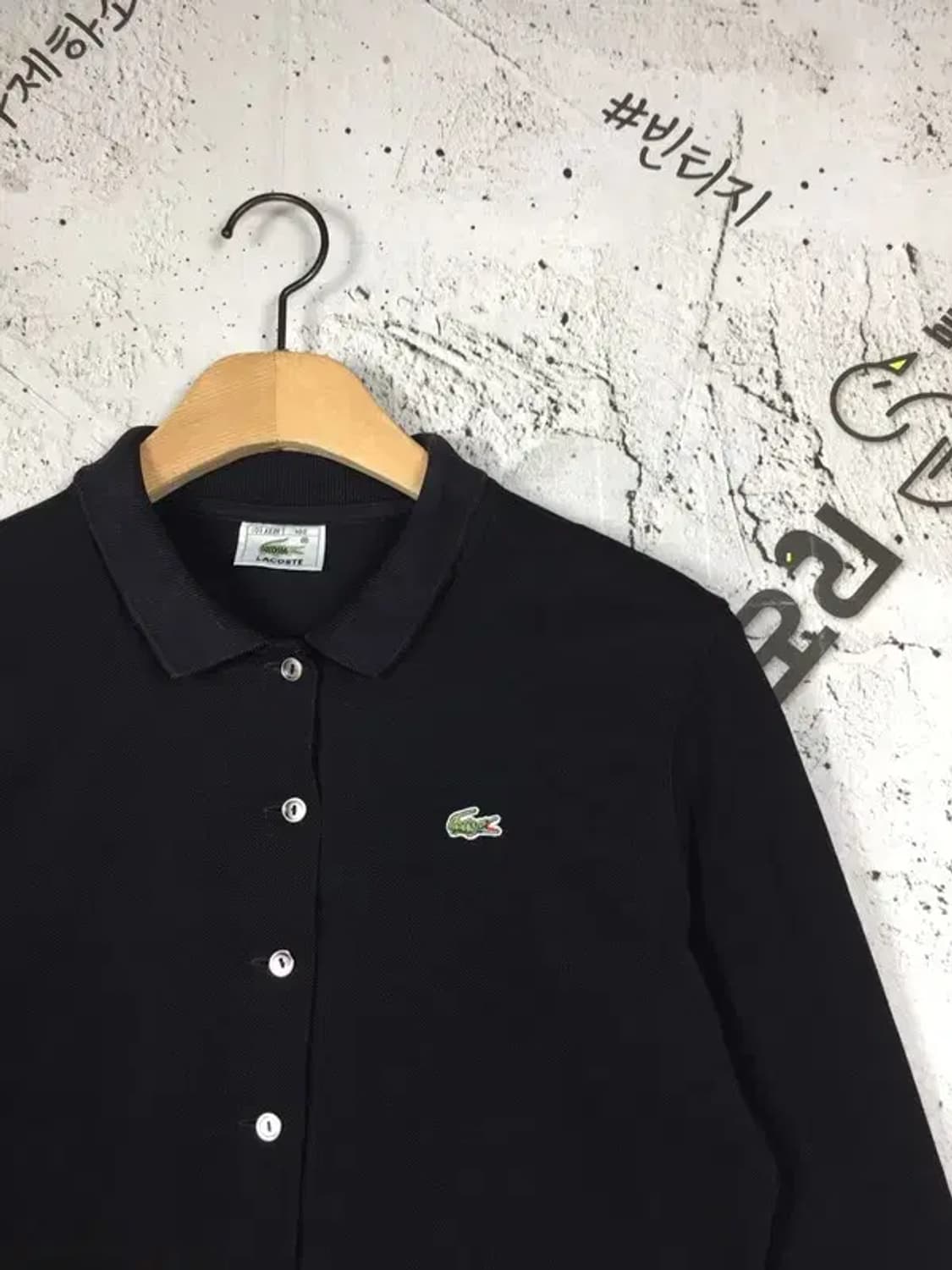 라코스테 클래식 여성 풀버튼 가디건 긴팔 티 블랙 100 2100164 상품이미지4