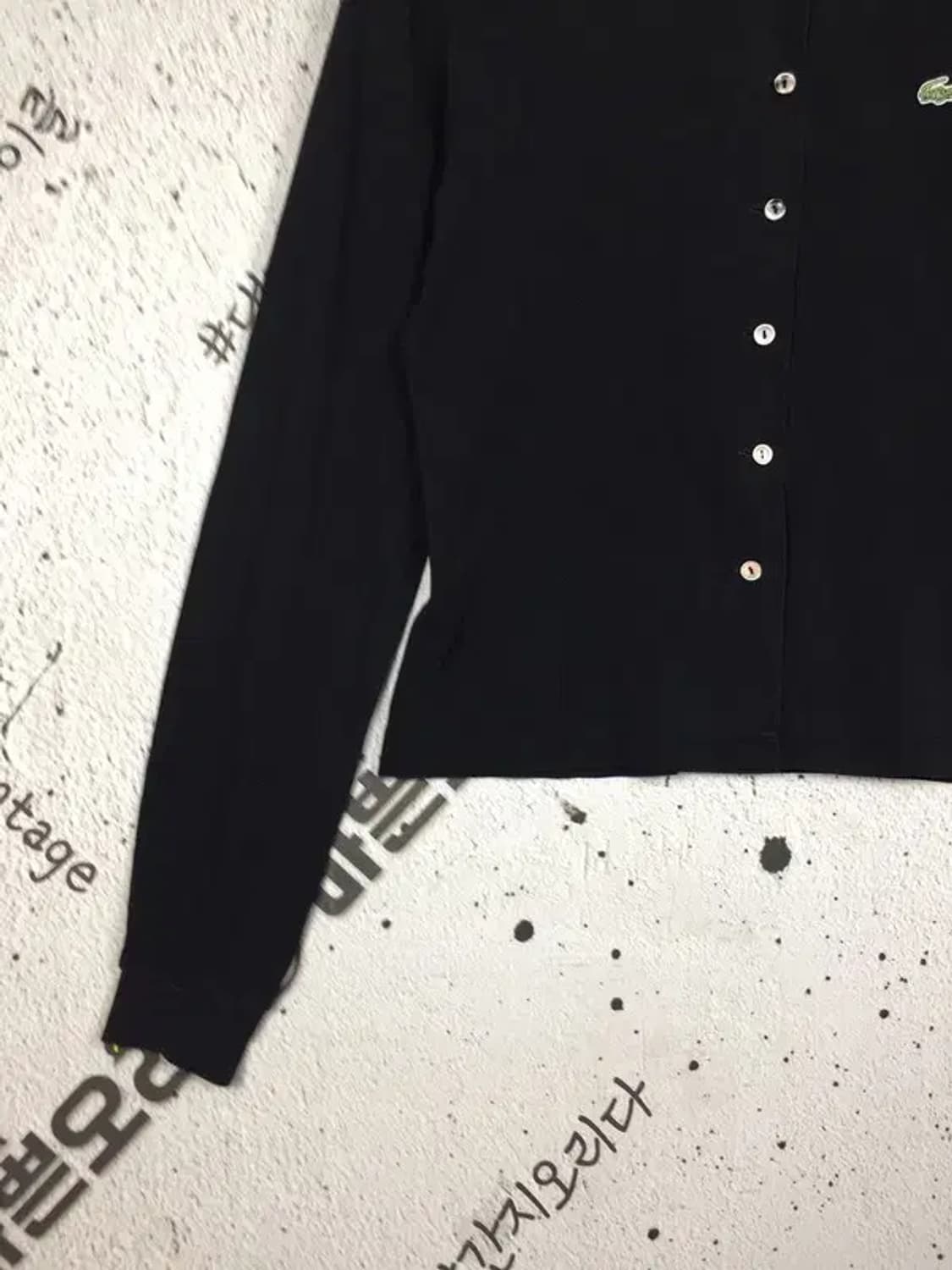 라코스테 클래식 여성 풀버튼 가디건 긴팔 티 블랙 100 2100164 상품이미지5