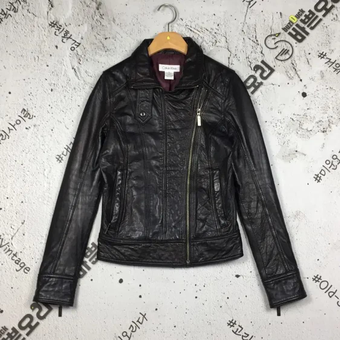 캘빈클라인 90's 여성 싱글 리얼레더 자켓 블랙 XS 3200085 상품이미지1