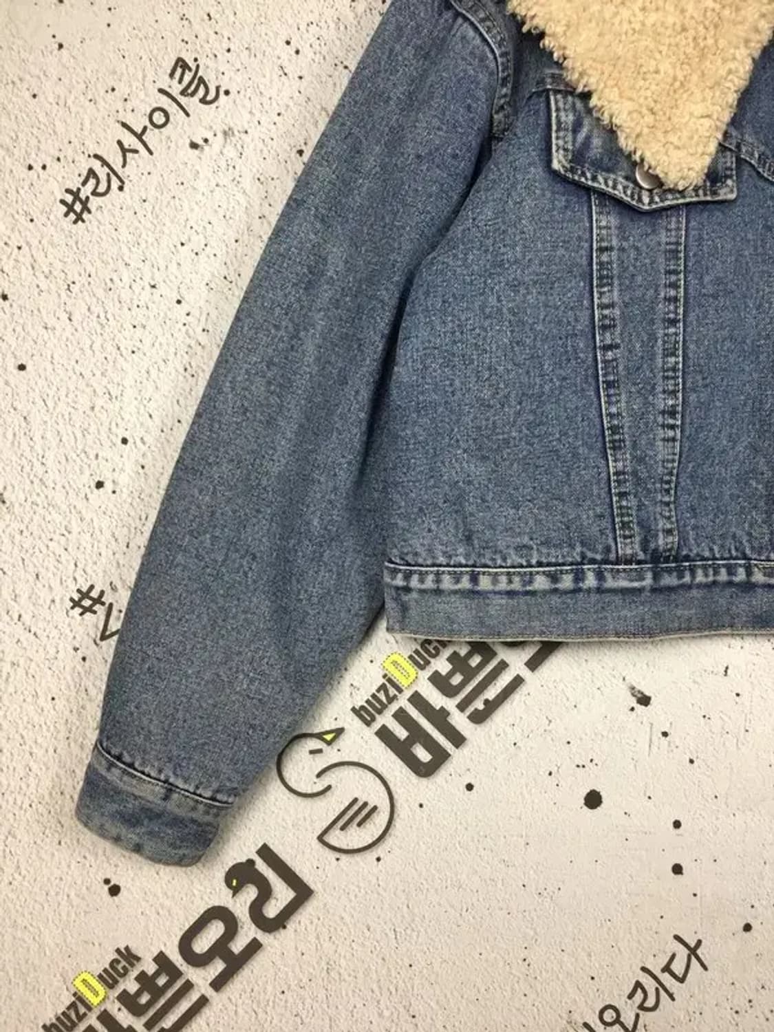 바쁜오리 여성 양털 데님 크롭 청자켓 네이비 L 3400156 상품이미지5