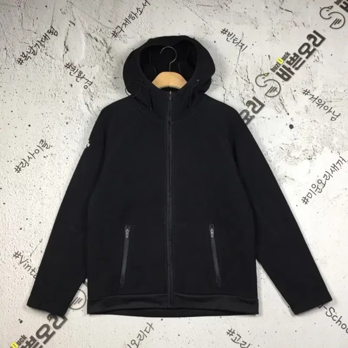 데상트 기모 후리스 후드 집업 점퍼 블랙 M 3400165 상품이미지1