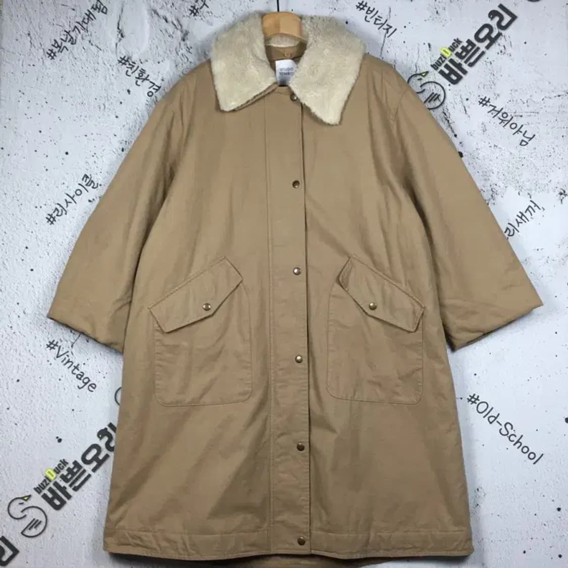 스튜디오톰보이 여성 카라 코트 롱점퍼 베이지 F 3400183 상품이미지1