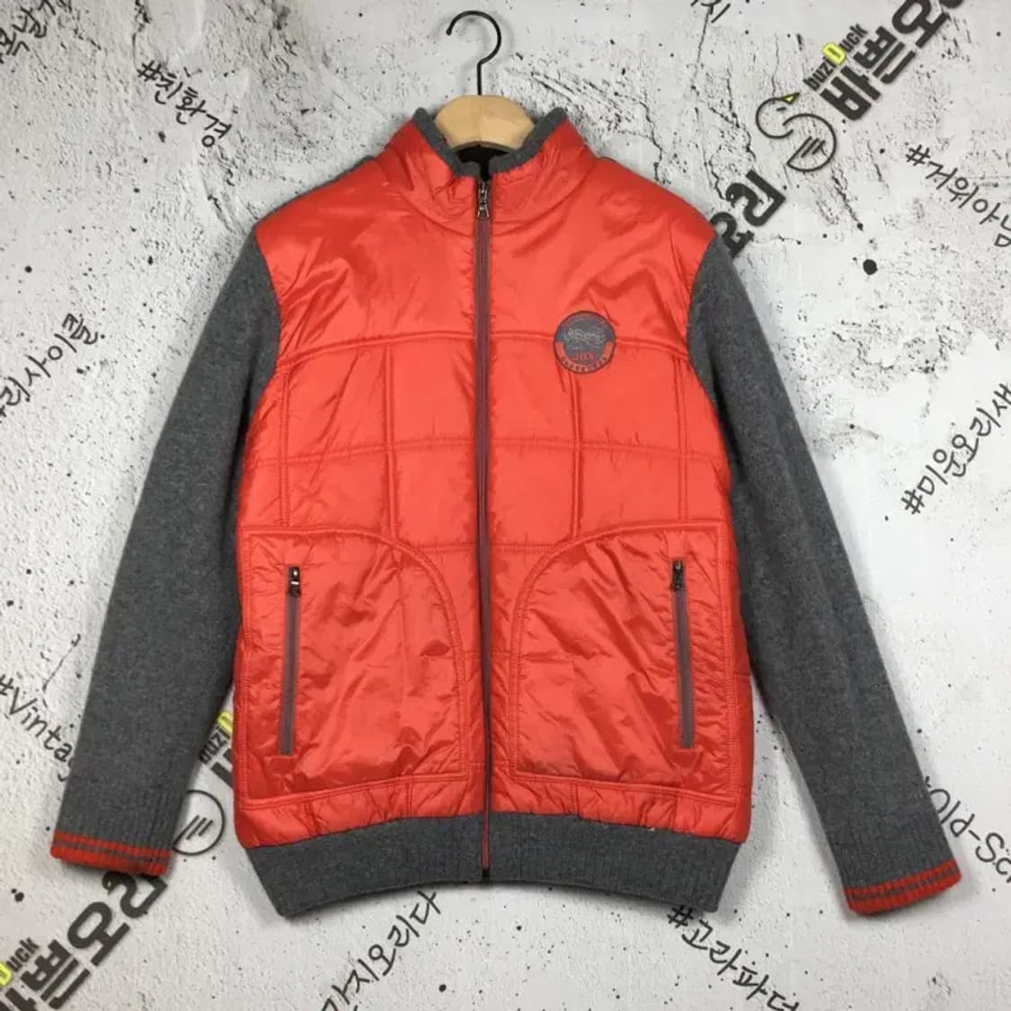 제이디엑스 골프 배색  방풍 니트 집업 코랄 105 3400185 상품이미지1