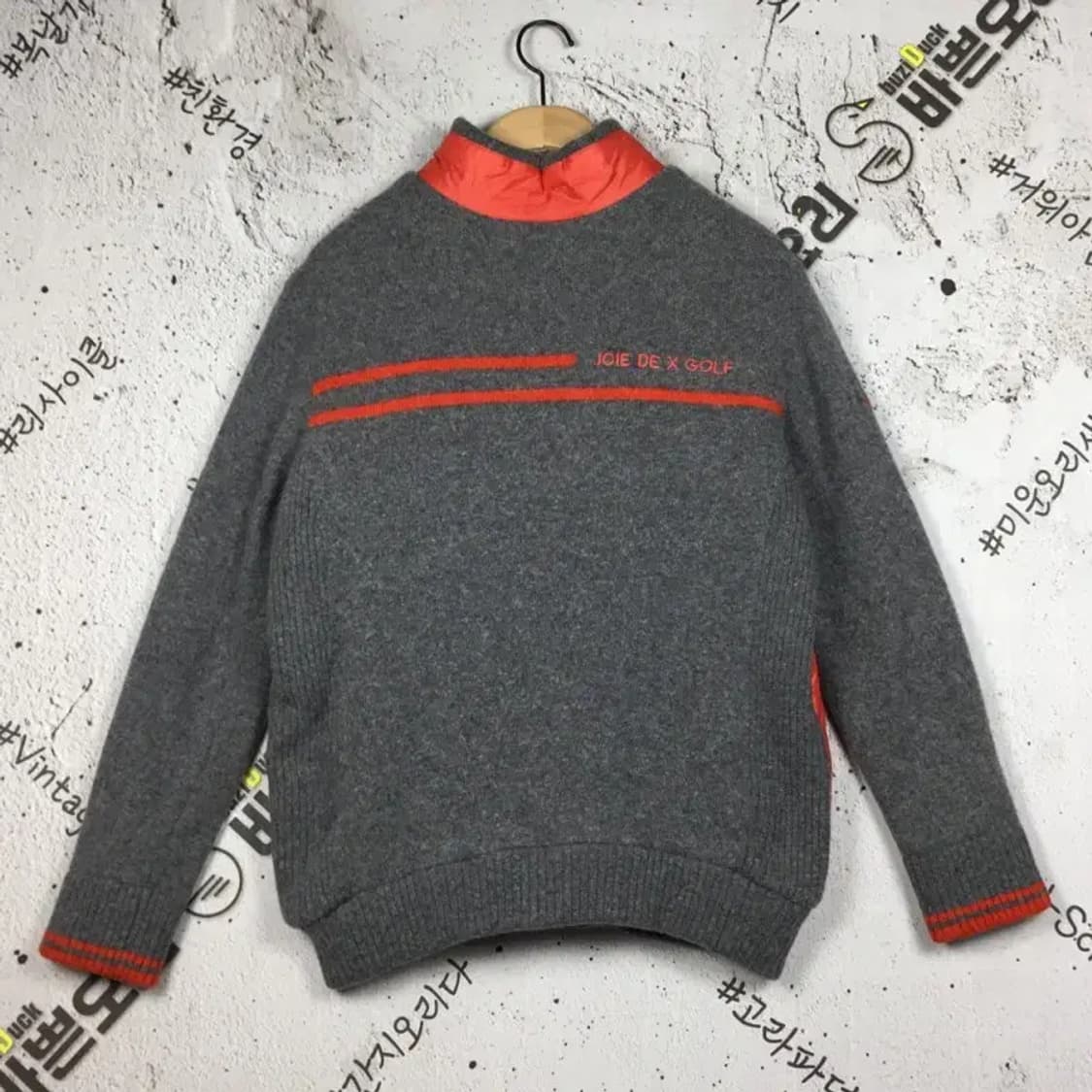 제이디엑스 골프 배색  방풍 니트 집업 코랄 105 3400185 상품이미지2