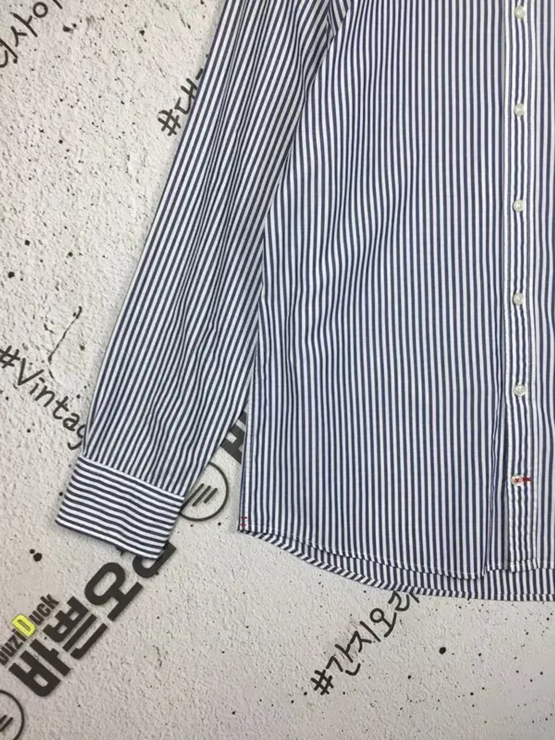타미힐피거 긴팔 로고 셔츠 블루 스트라이프 M 1100363 상품이미지6