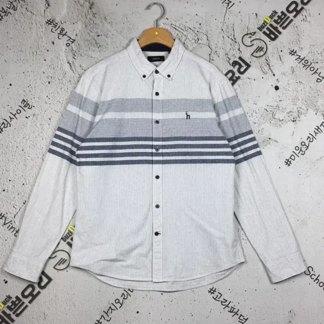 헤지스 긴팔 셔츠 화이트 스트라이프 105 1100366 상품이미지1