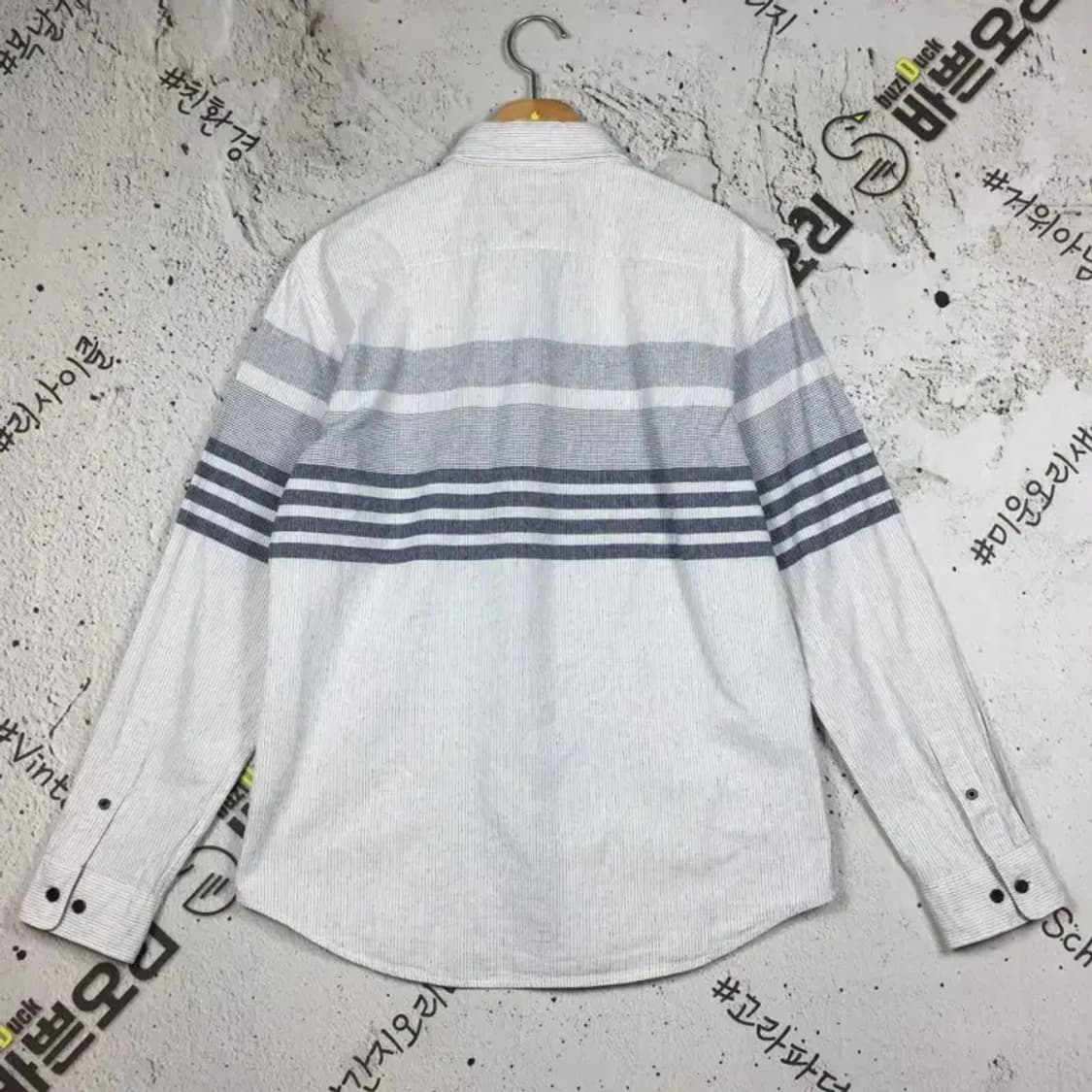 헤지스 긴팔 셔츠 화이트 스트라이프 105 1100366 상품이미지2