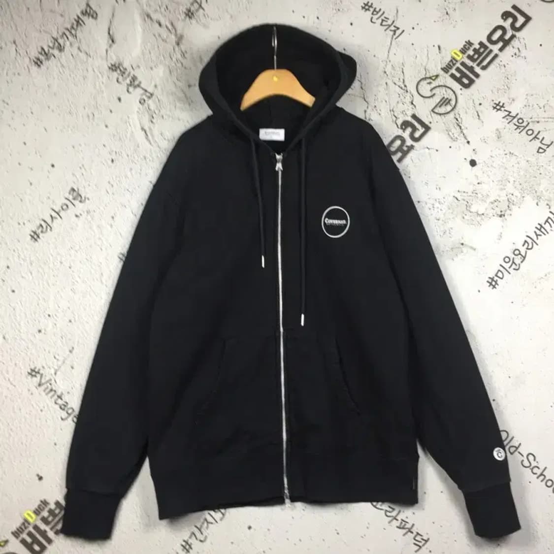 커버낫 투웨이 어센틱 로고 후드 집업 블랙 L 2300246 상품이미지1