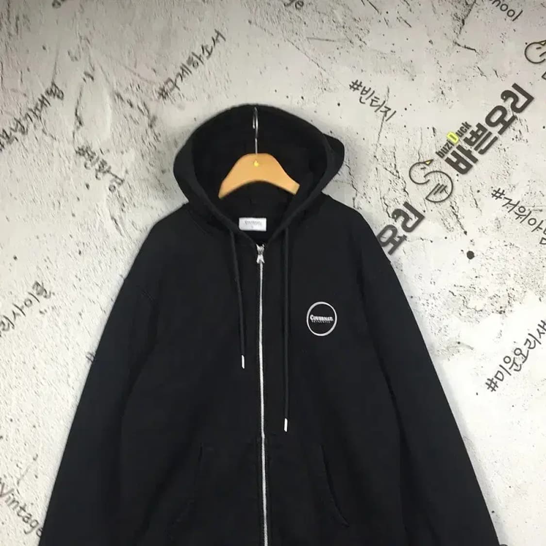 커버낫 투웨이 어센틱 로고 후드 집업 블랙 L 2300246 상품이미지4