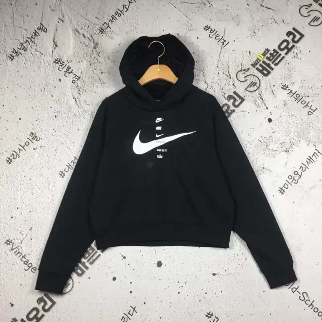 나이키 멀티스우시 크롭 후드티 블랙 S 2300244 상품이미지1