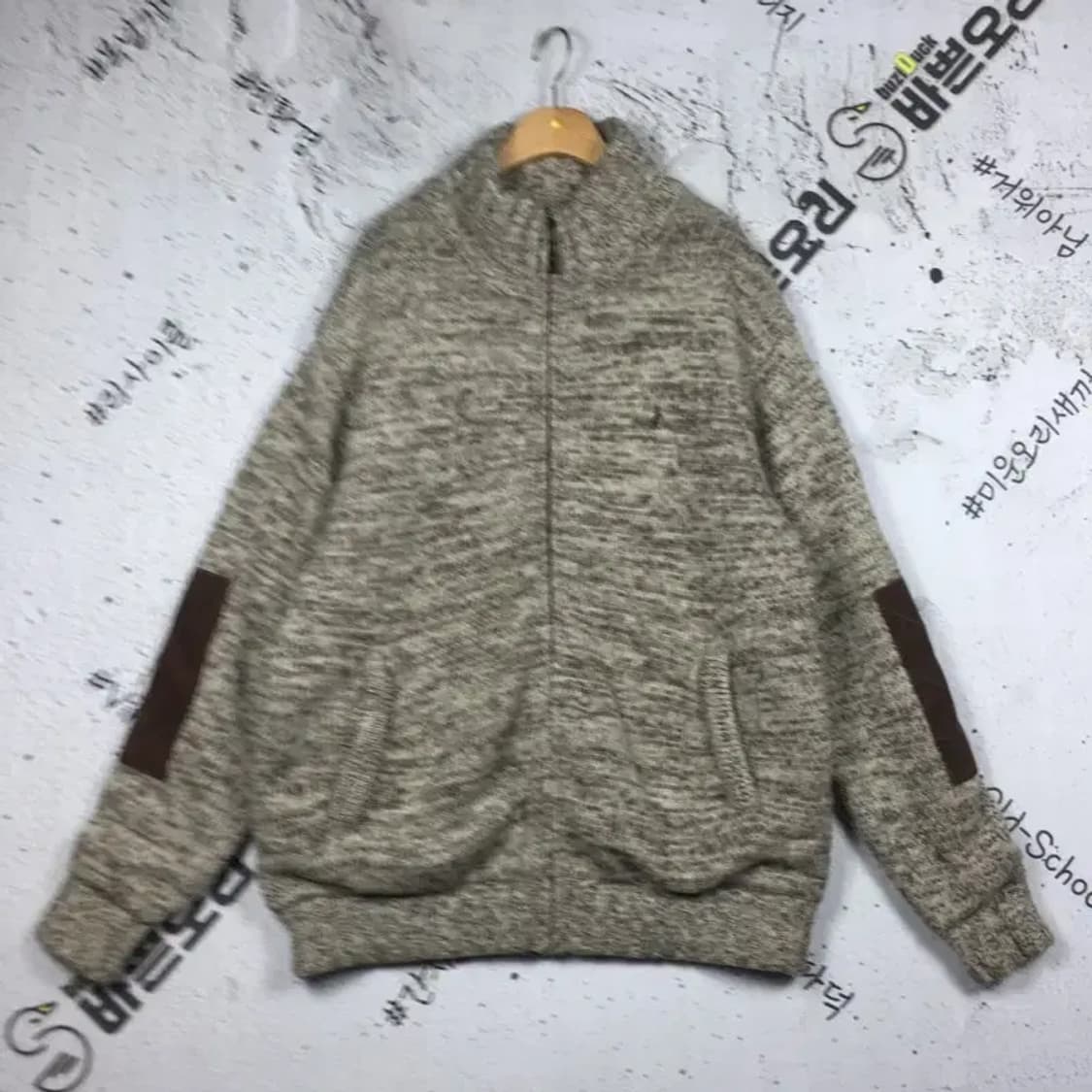 빈폴 니트 스웨터 집업 점퍼 멜란지 베이지 100 2400098 상품이미지1