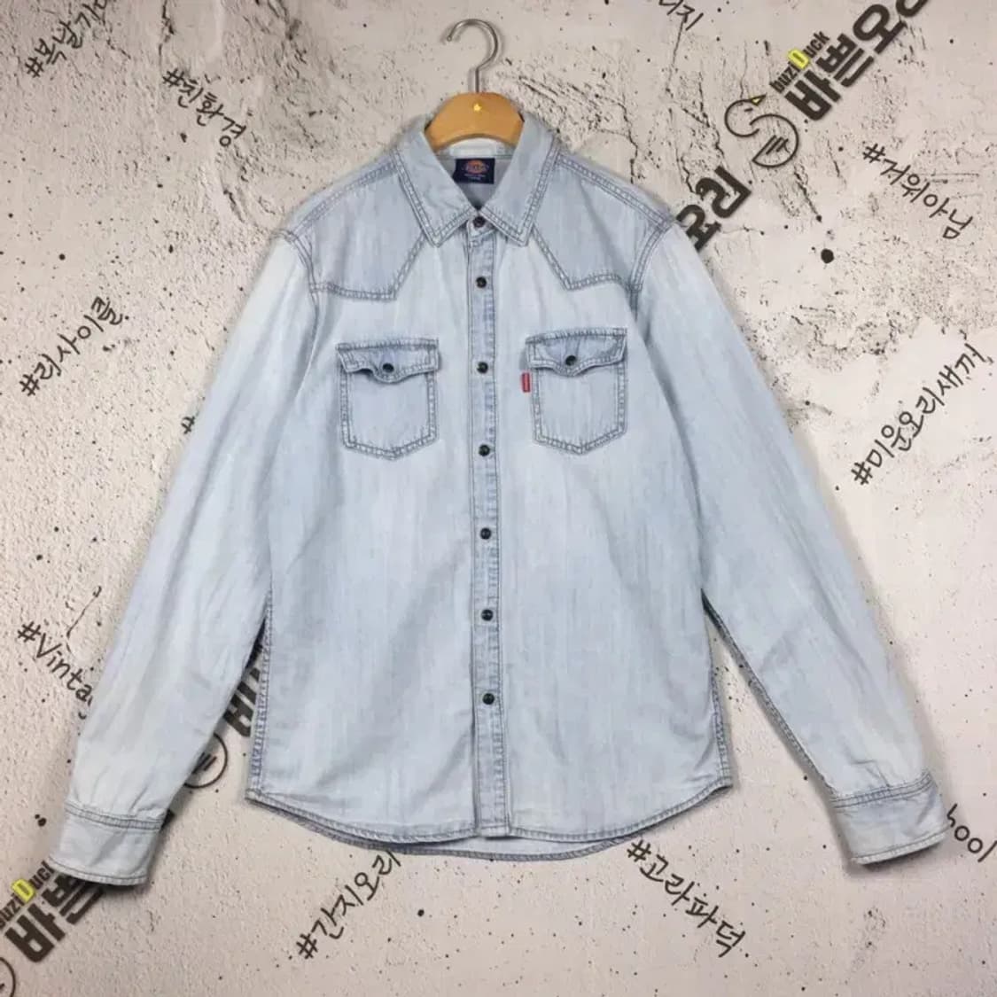 디키즈 포켓 워시드 데님 셔츠 연청 LARGE 1100373 상품이미지1