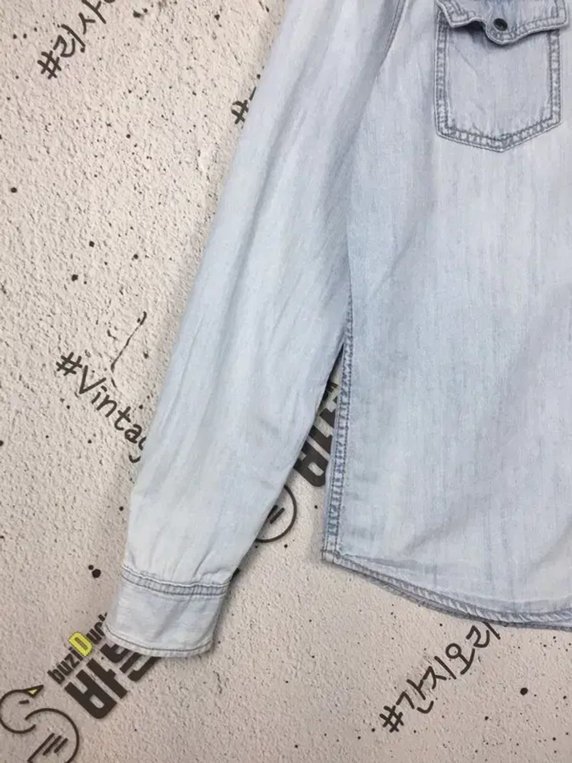 디키즈 포켓 워시드 데님 셔츠 연청 LARGE 1100373 상품이미지5