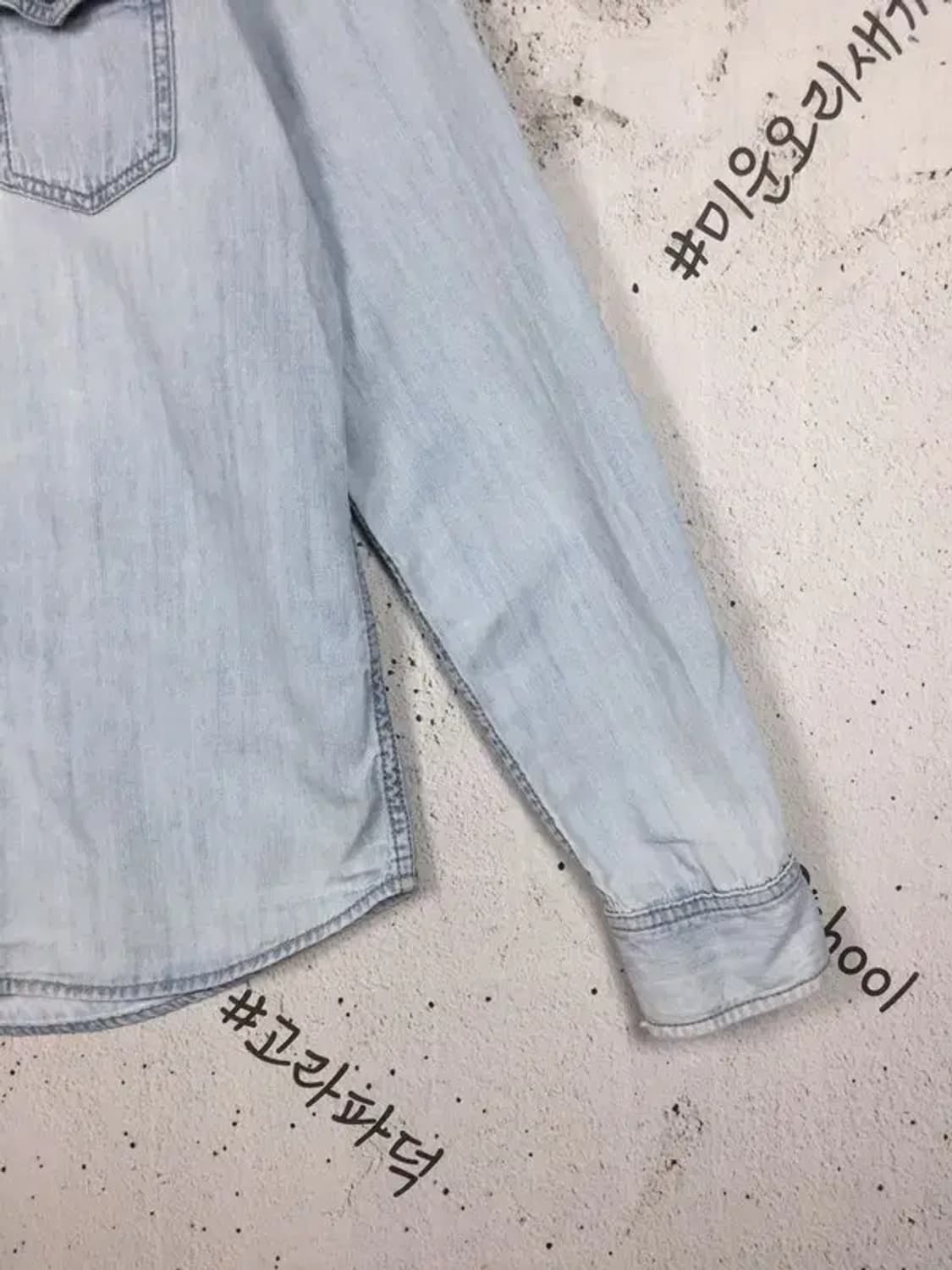 디키즈 포켓 워시드 데님 셔츠 연청 LARGE 1100373 상품이미지6