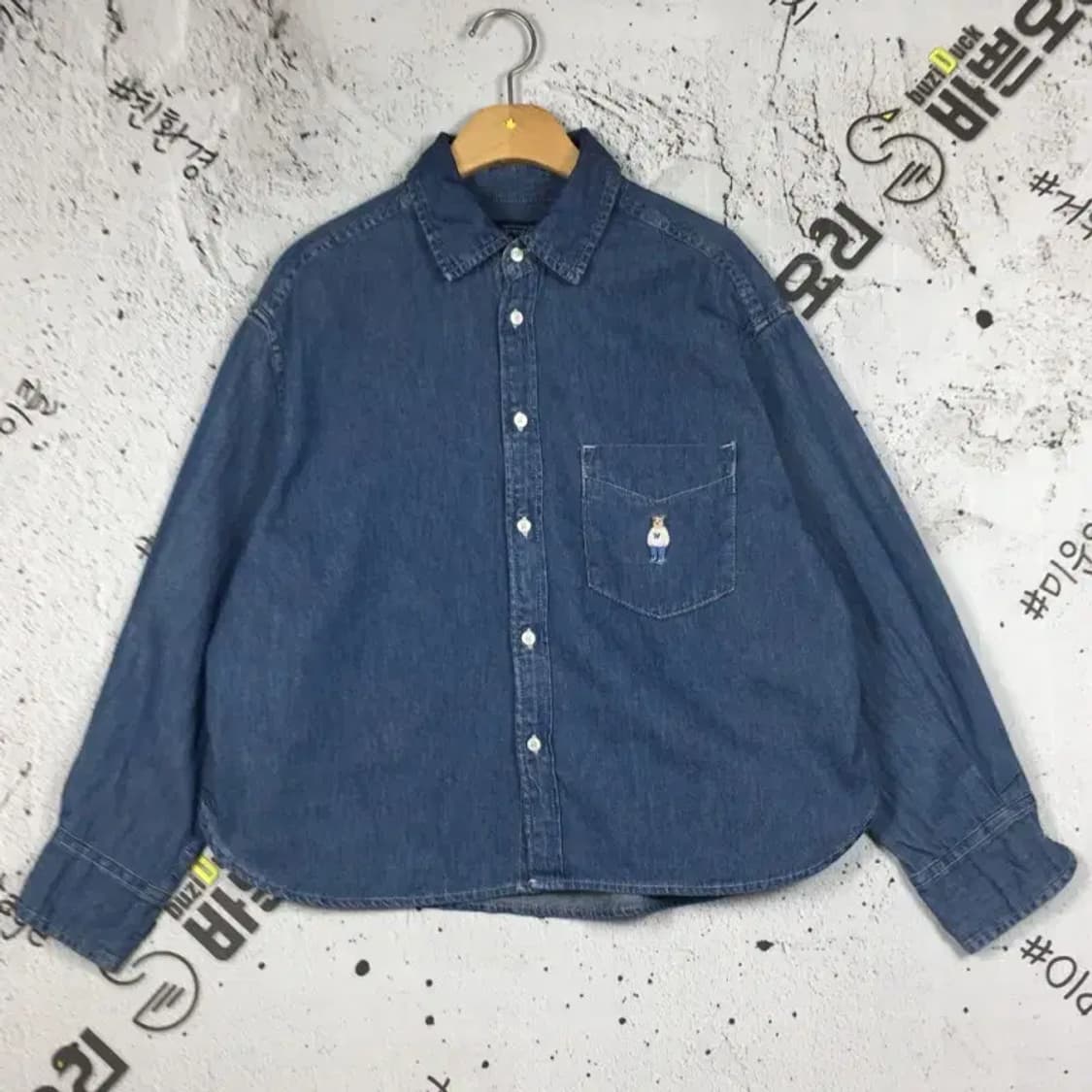 후아유 여성 스티브 크롭 데님 셔츠 중청 S 1100372 상품이미지1