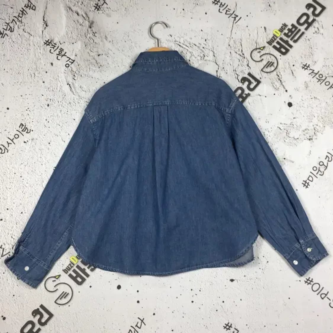 후아유 여성 스티브 크롭 데님 셔츠 중청 S 1100372 상품이미지2