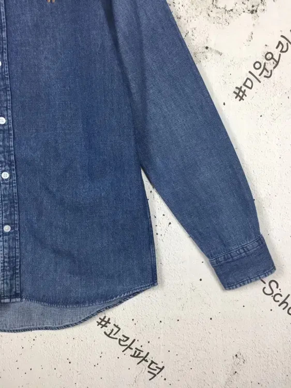 헤지스 긴팔 데님 셔츠 중청 M 1100374 상품이미지7