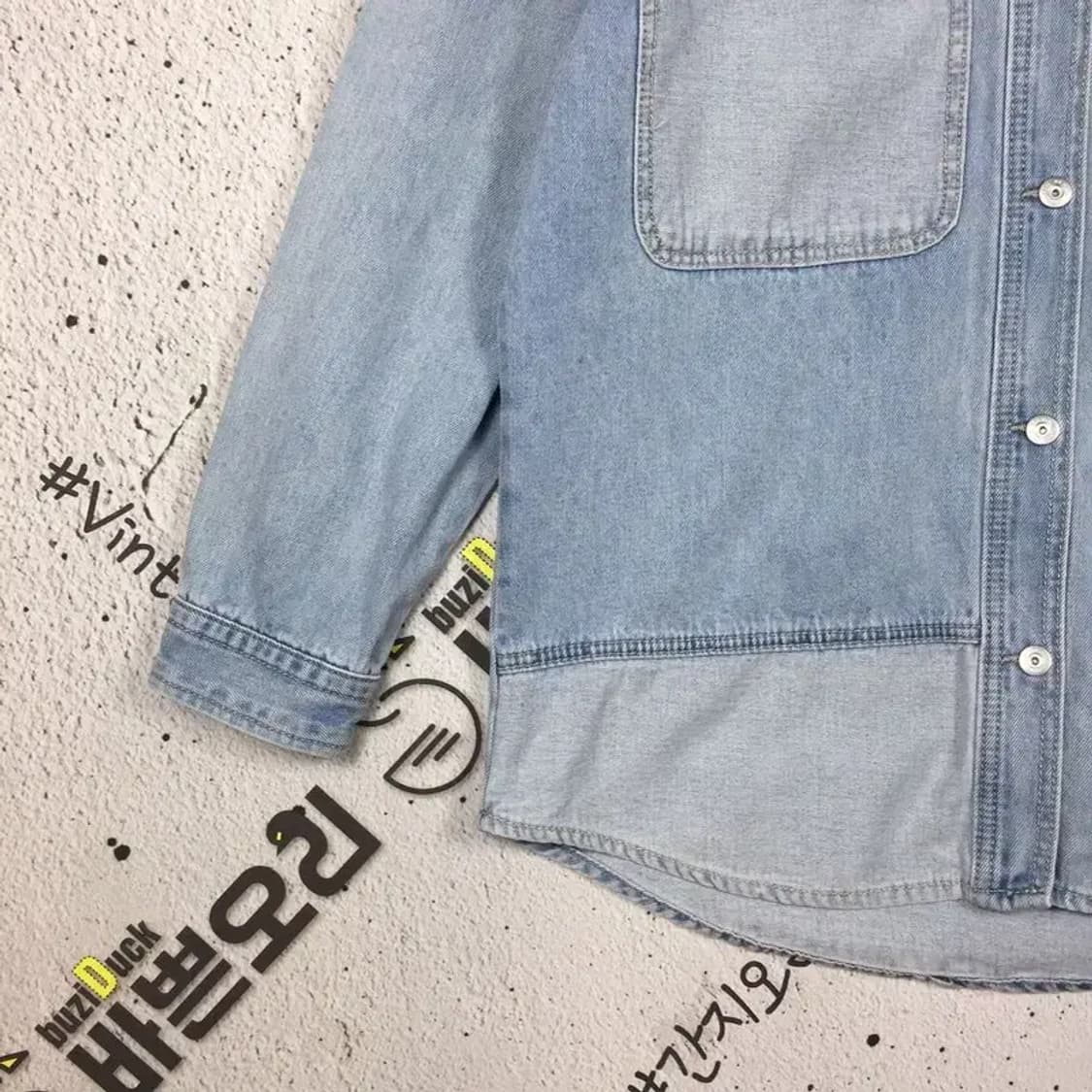 닉스 여성 오버핏 데님 셔츠 라이트 연청 85 1100380 상품이미지5