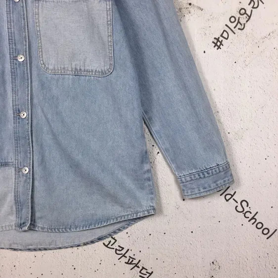 닉스 여성 오버핏 데님 셔츠 라이트 연청 85 1100380 상품이미지6