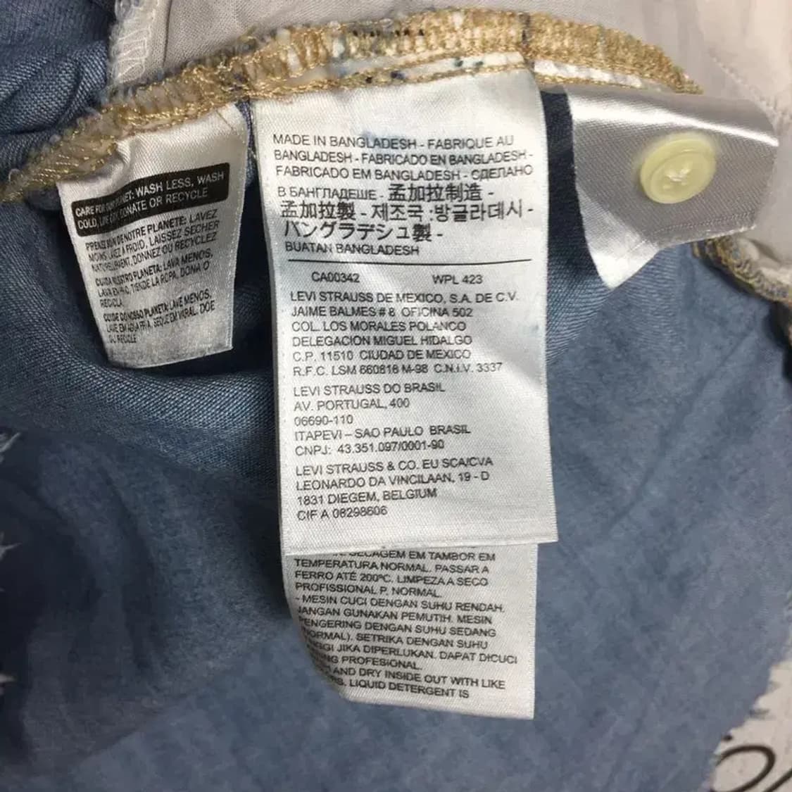 리바이스 커팅진 롱 데님 셔츠 자켓 연청 XS 1100378 상품이미지10