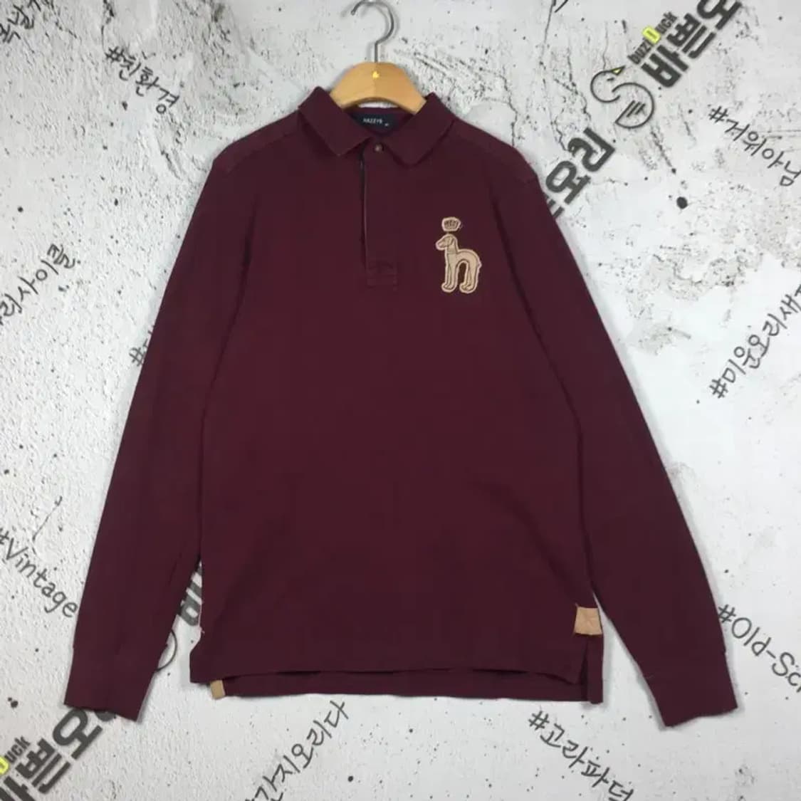 헤지스 퍼피 긴팔 캐주얼 슬림핏 카라티 와인 100 2100171 상품이미지1