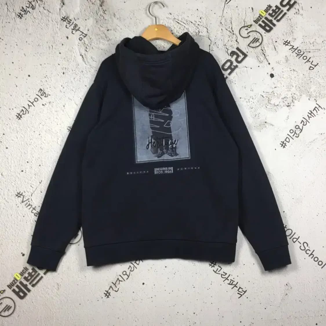 뉴발란스 기모 프린팅 후드티 블랙 L(100) 2300248 상품이미지2