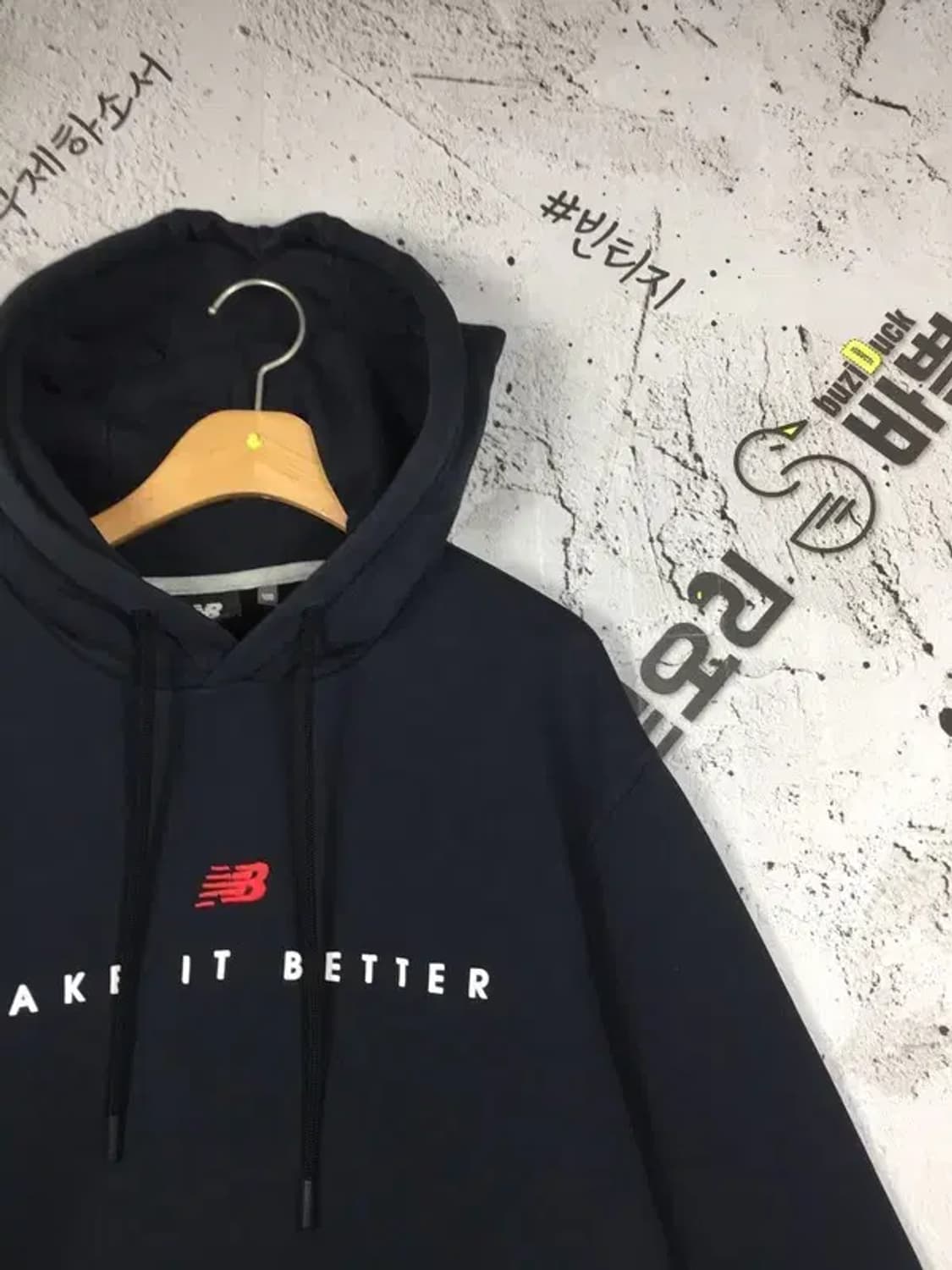 뉴발란스 기모 프린팅 후드티 블랙 L(100) 2300248 상품이미지4