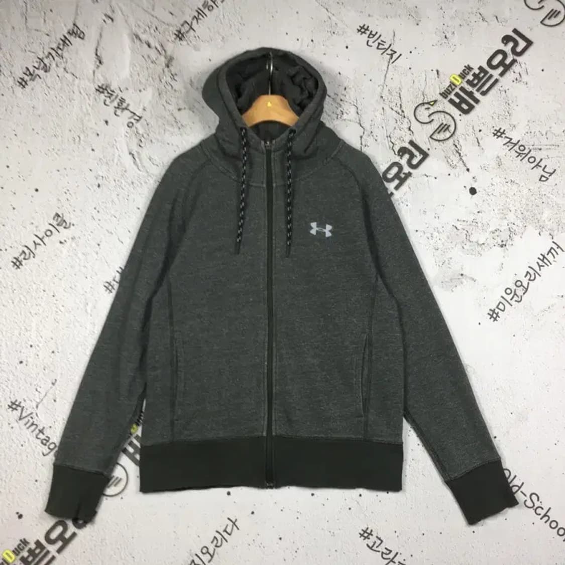 언더아머 폴리 후드 집업 그레이 MD 2300252 상품이미지1