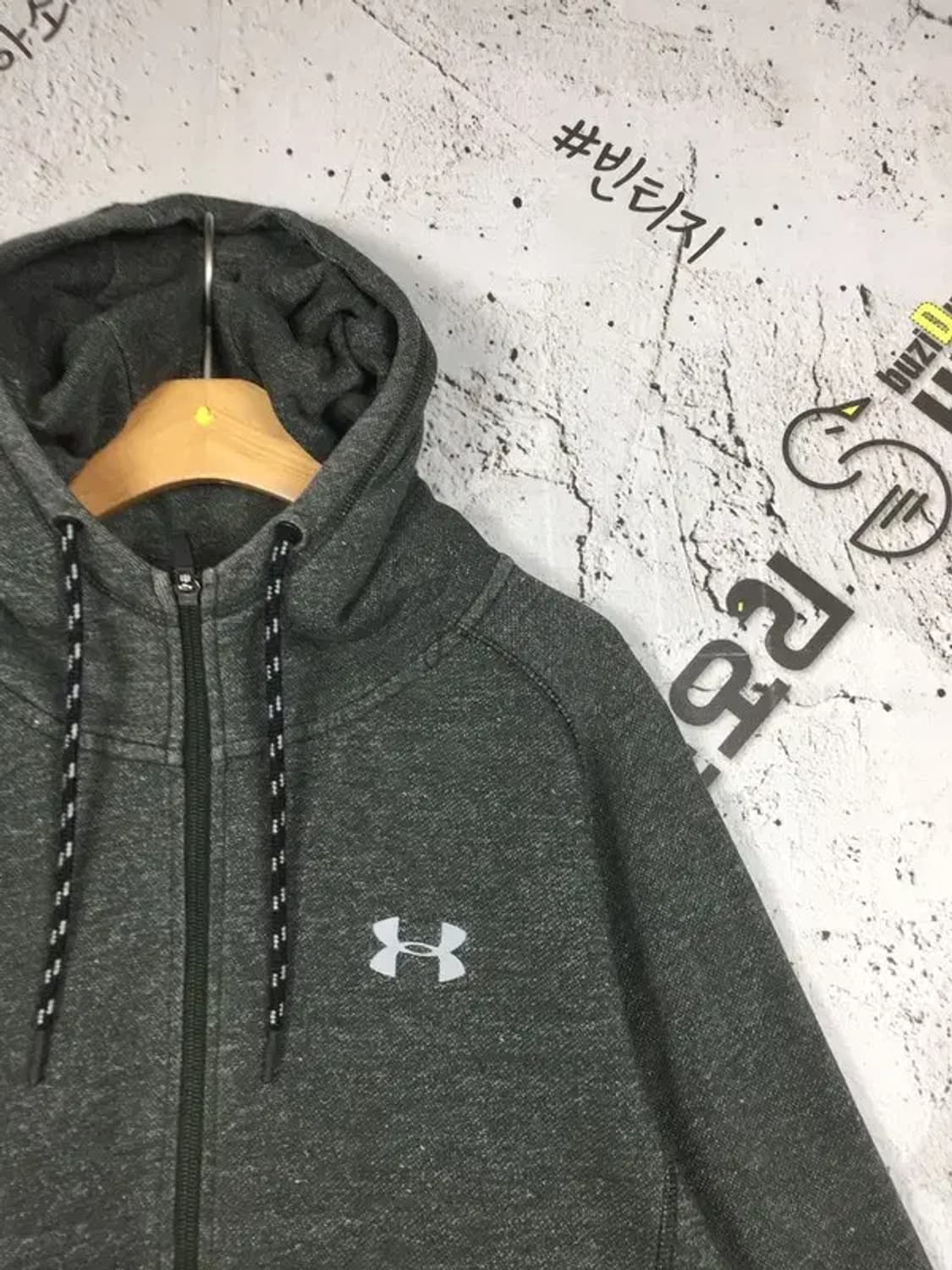 언더아머 폴리 후드 집업 그레이 MD 2300252 상품이미지4