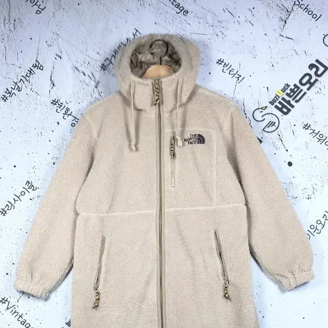 노스페이스 여성 후드 롱 플리스 코트 베이지 XS/85 3400192 상품이미지4
