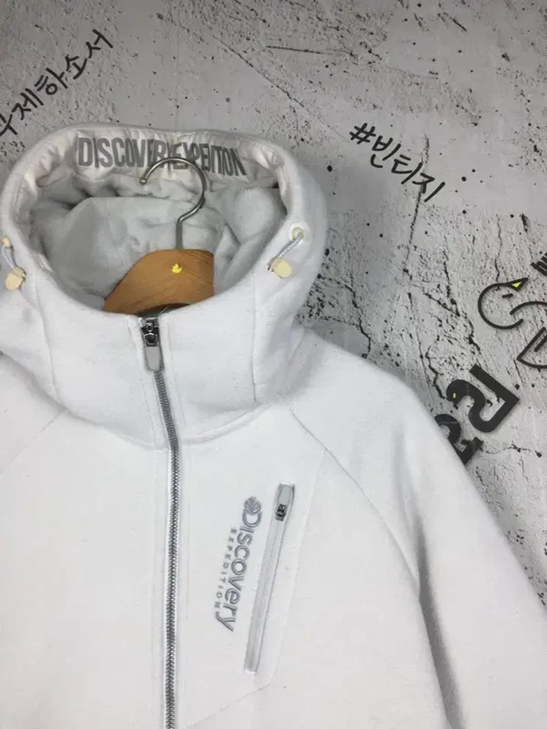 디스커버리 집업 후드 후리스 점퍼 라이트 화이트 95 3400190 상품이미지4
