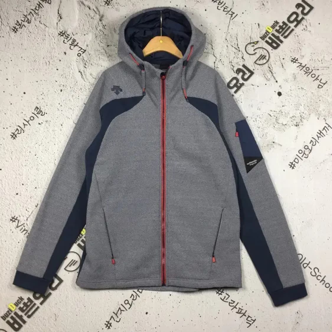 데상트 트레이닝 허니콤 플리스 탑 집업 그레이 M 3400191 상품이미지1