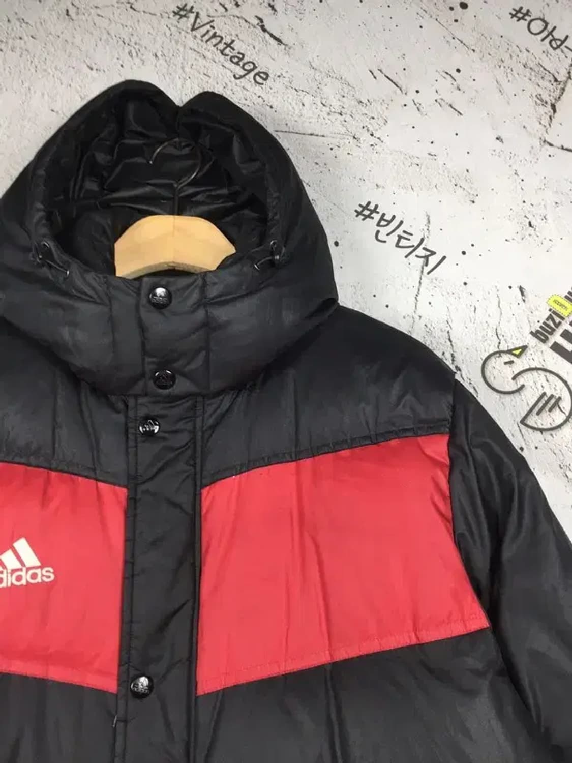 아디다스 티로11 덕다운 롱패딩 점퍼 레드블랙 95 3400200 상품이미지5