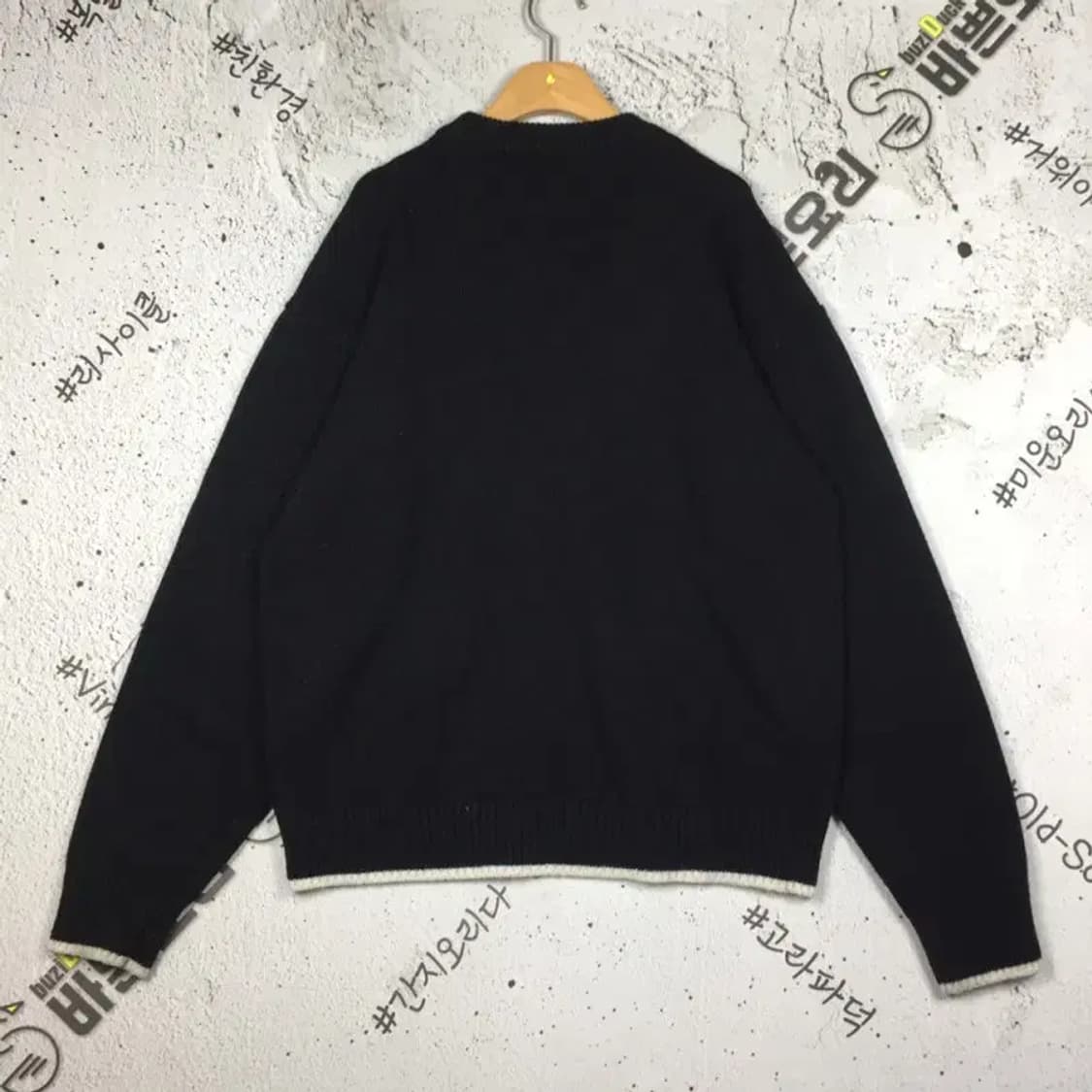 커버낫 빅로고 크루넥 니트 블랙 L 2400110 상품이미지2