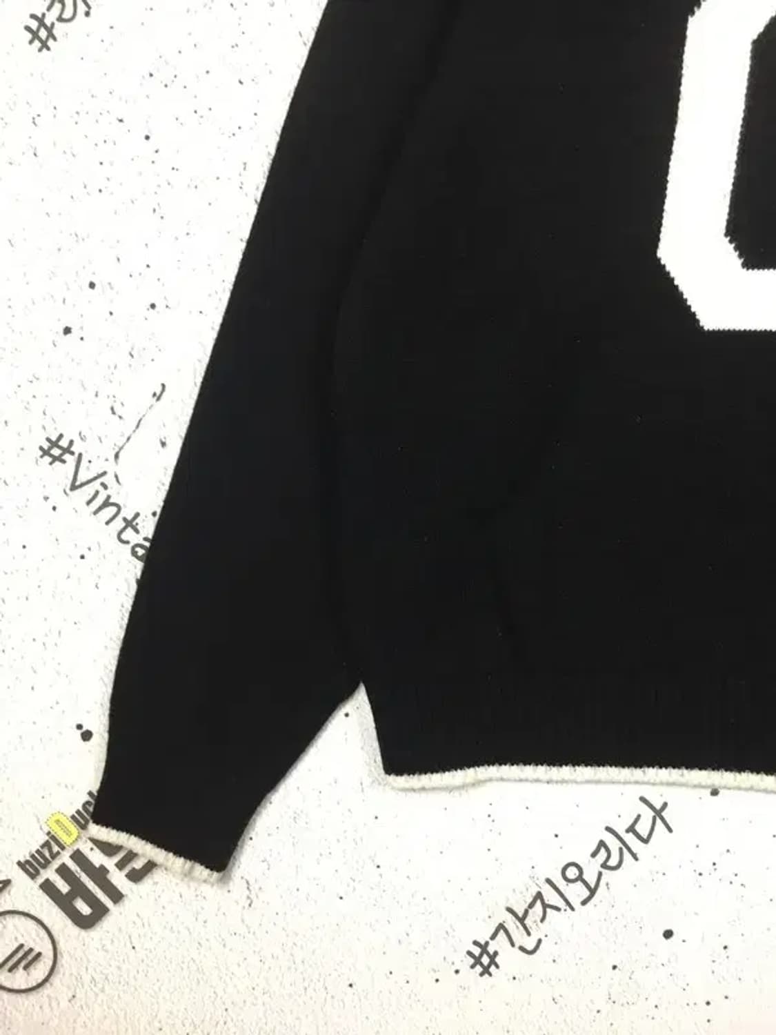 커버낫 빅로고 크루넥 니트 블랙 L 2400110 상품이미지6