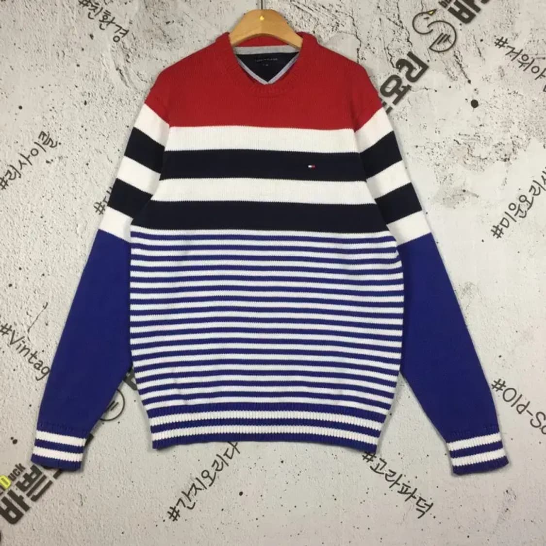 타미힐피거 스웨터 니트 네이비 스트라이프 M 2400111 상품이미지1