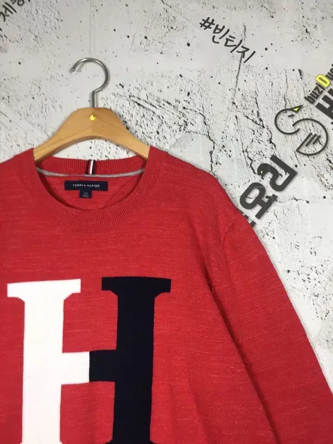 타미힐피거 이니셜 빅로고 니트 레드 L 2400113 상품이미지4