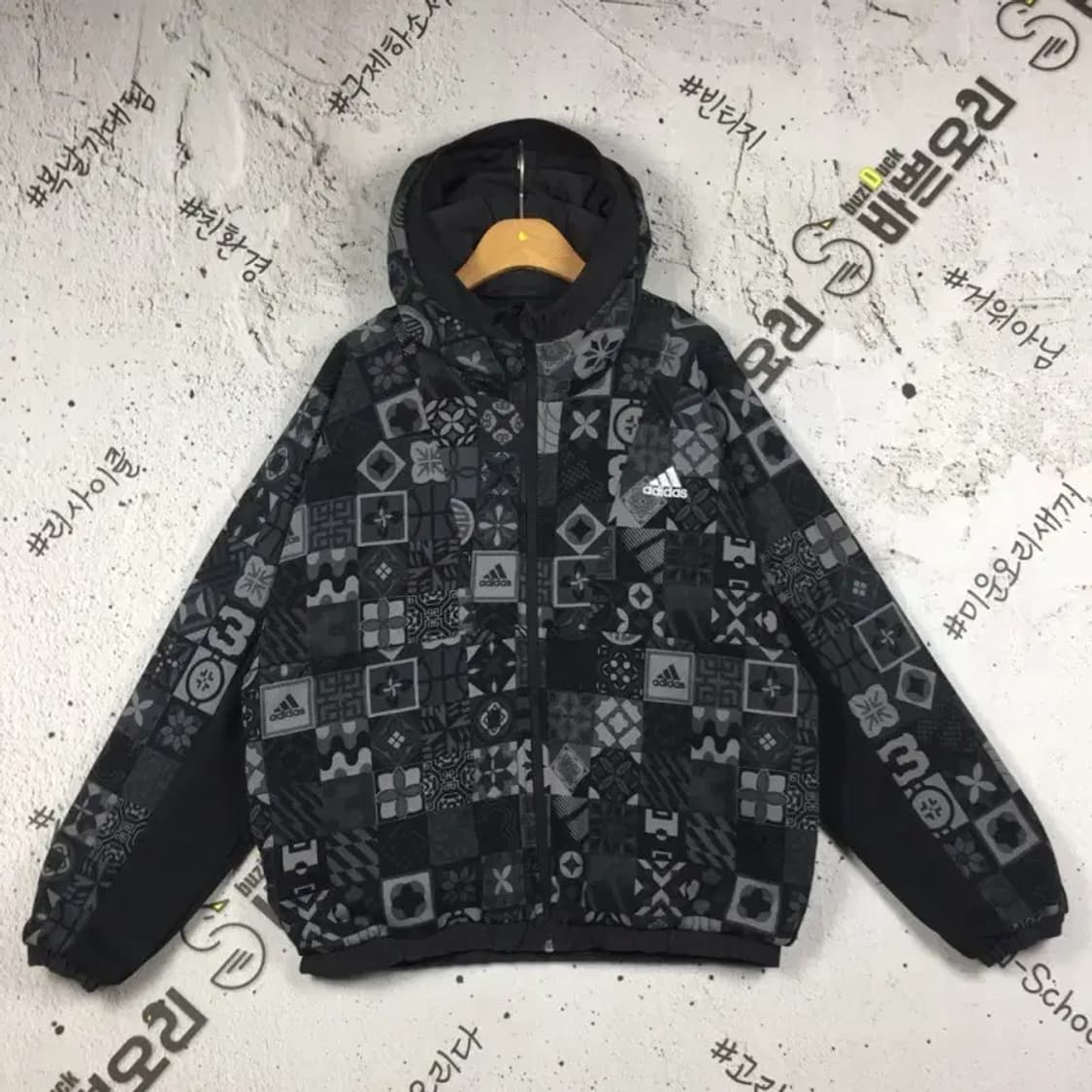 아디다스 양면 후디 스포츠 집업 점퍼 블랙 M 3400212 상품이미지1