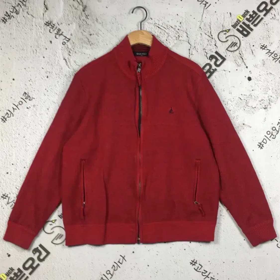 빈폴 집업 니트 스웨터 레드 XL 2400121 상품이미지1