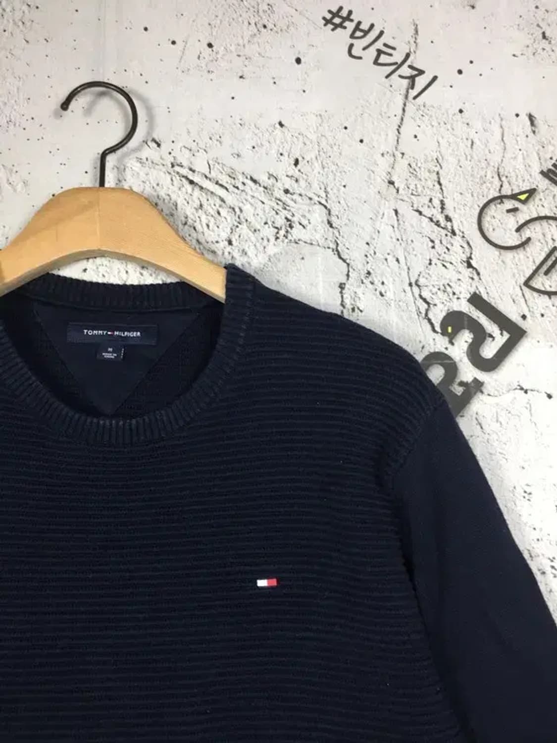 타미힐피거 크루넥 가로패턴 스웨터 니트 네이비 M 2400123 상품이미지4
