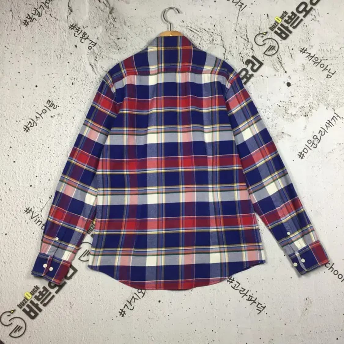 빈폴 자수로고 체크 셔츠 네이비 100 1100384 상품이미지2