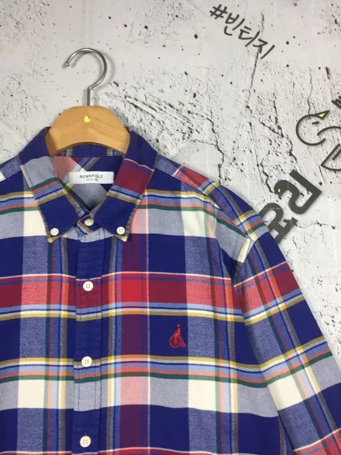 빈폴 자수로고 체크 셔츠 네이비 100 1100384 상품이미지4