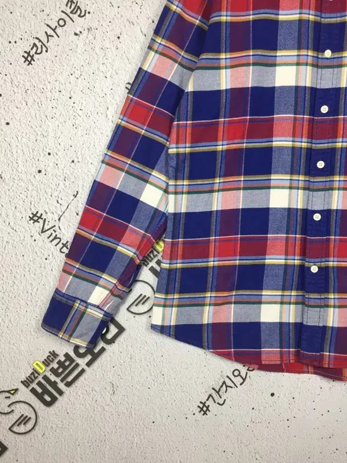 빈폴 자수로고 체크 셔츠 네이비 100 1100384 상품이미지5