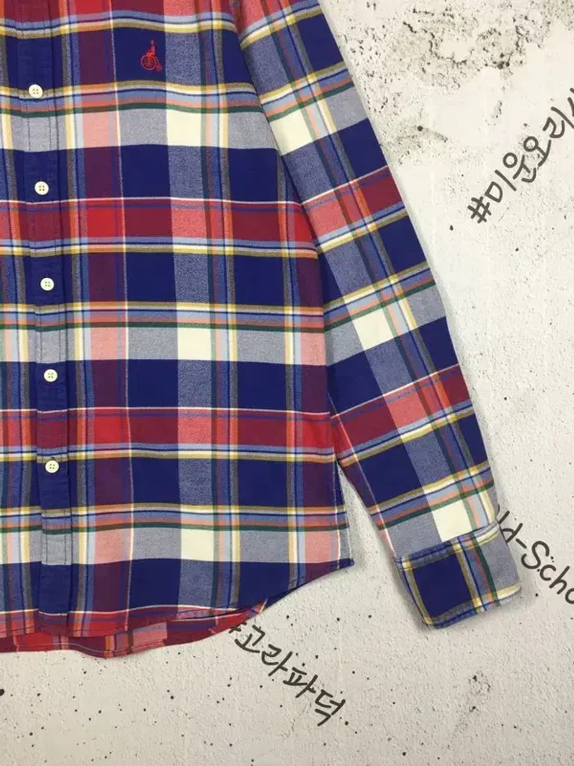 빈폴 자수로고 체크 셔츠 네이비 100 1100384 상품이미지6