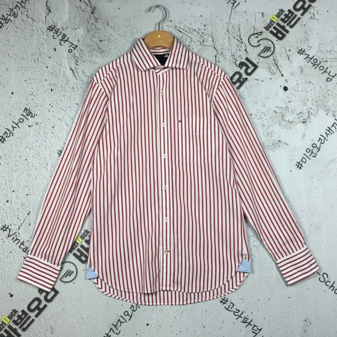 타미힐피거 여성 포플린 셔츠 스트라이프 레드 XS 1100392 상품이미지1