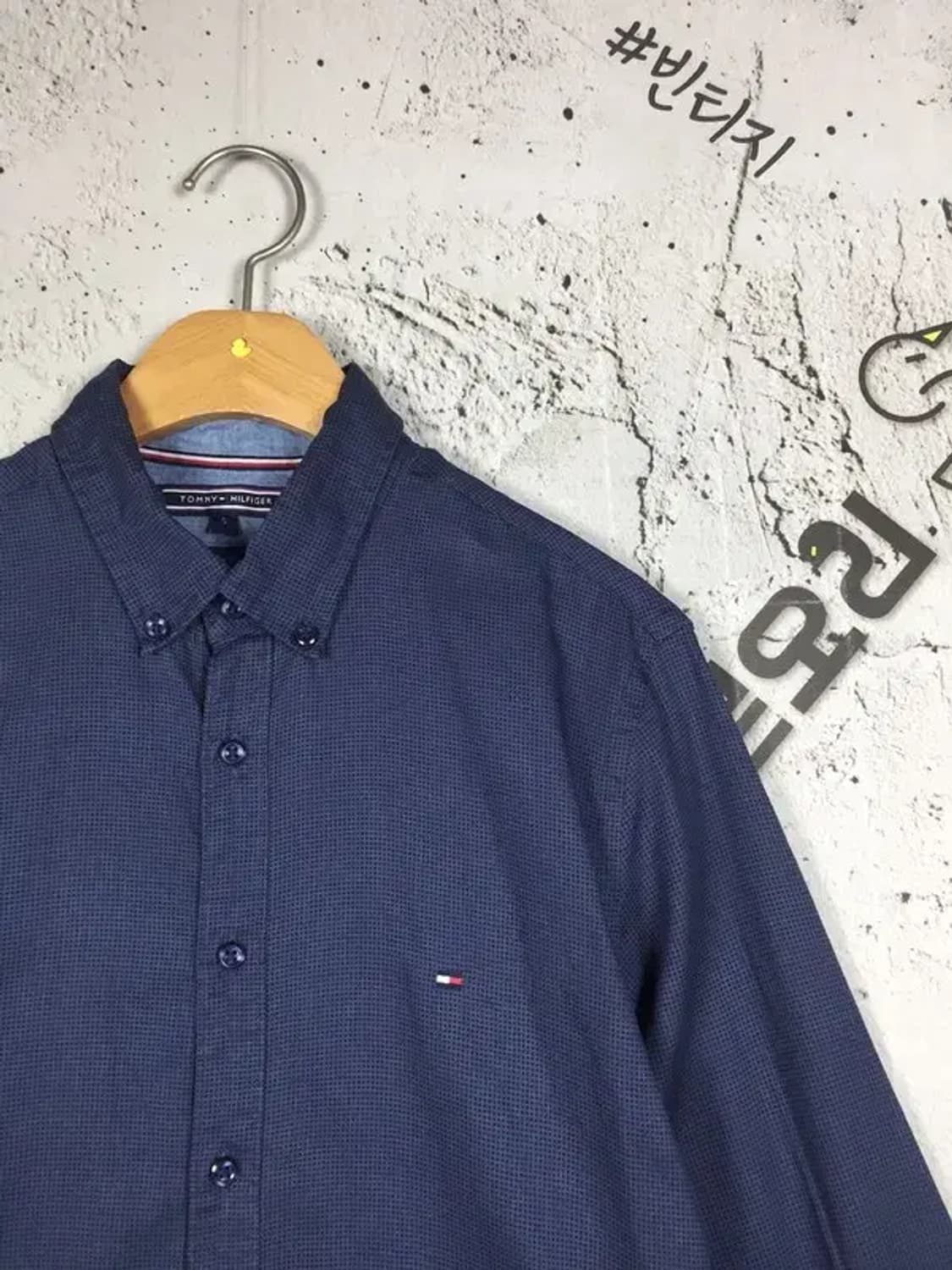 타미힐피거 슬림핏 긴팔 셔츠 네이비 S 1100387 상품이미지4
