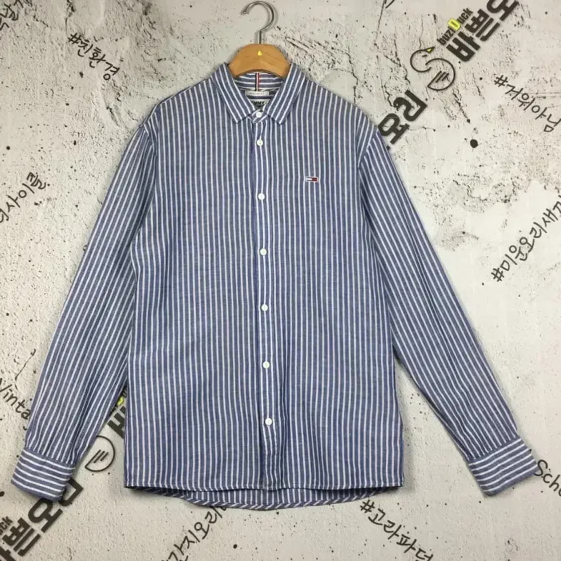 타미힐피거 데님 셔츠 스트라이프 네이비 S 1100390 상품이미지1