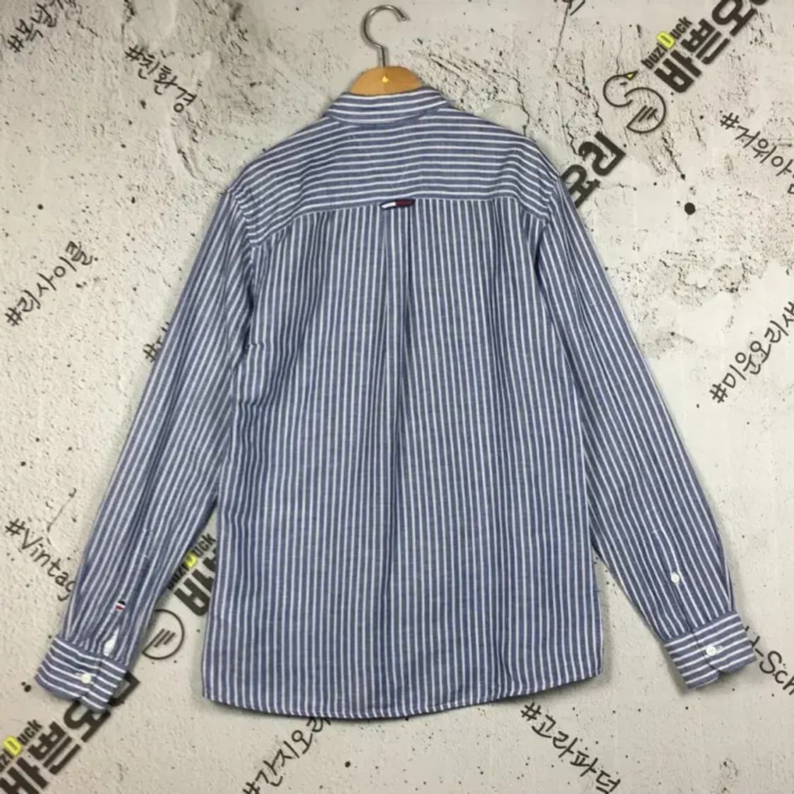 타미힐피거 데님 셔츠 스트라이프 네이비 S 1100390 상품이미지2